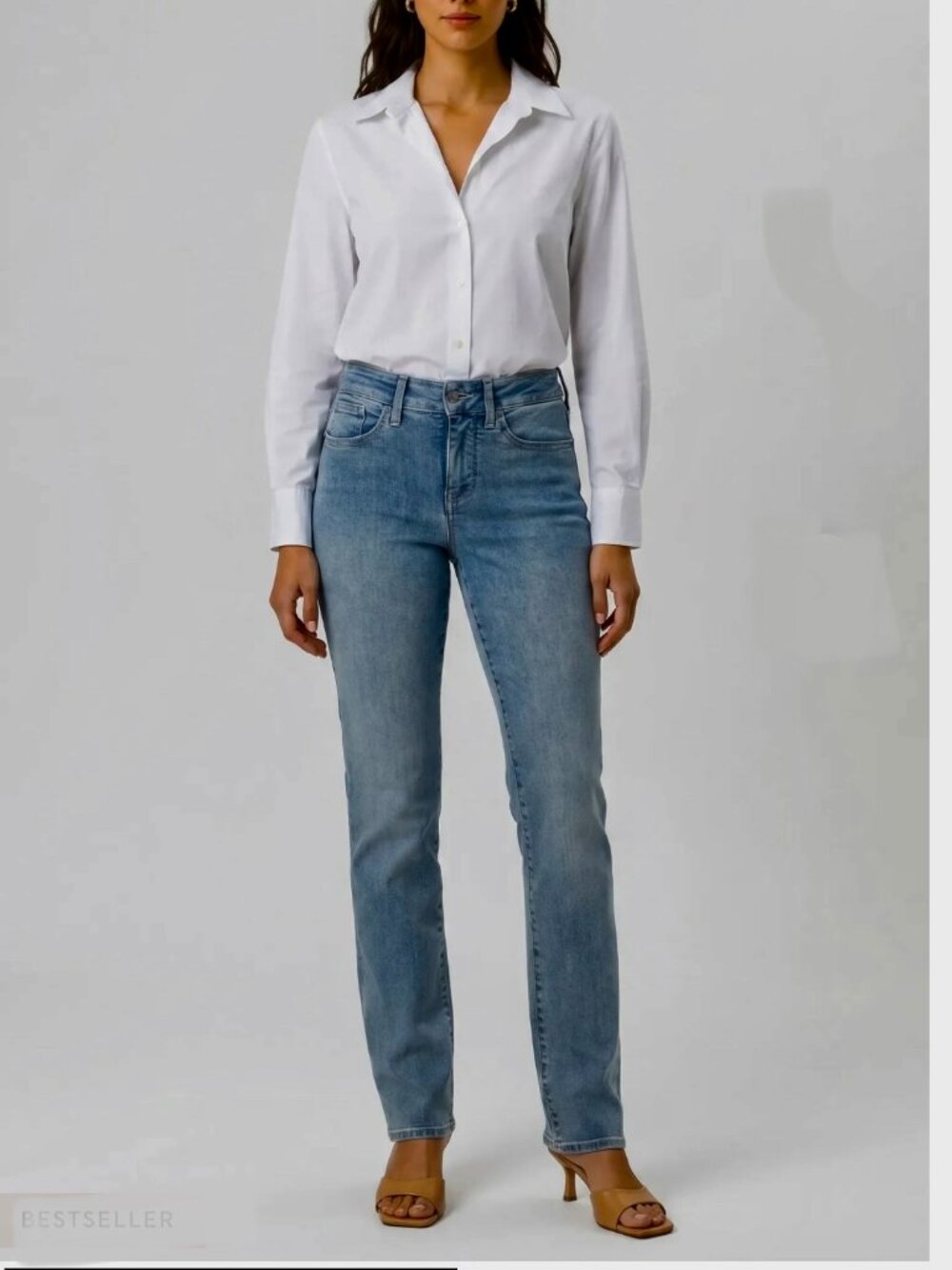 NYDJ Marilyn Straight Jeans Stretch in Medium Blue Wash Size 10